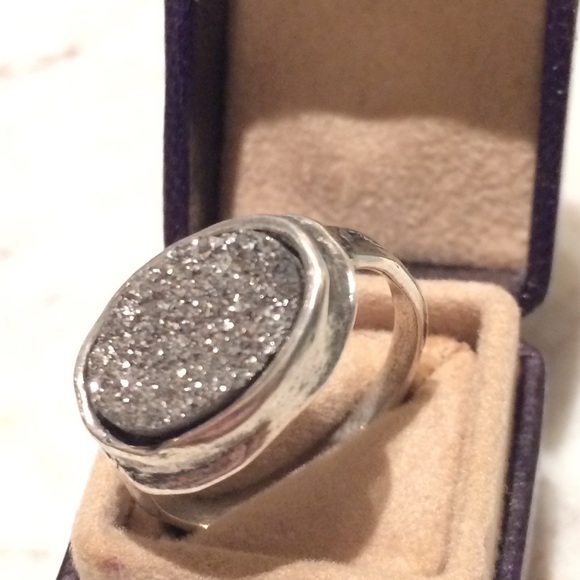Sterling silver and black Druzy ring size 8 - Picture 7 of 8